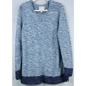 STS Sail To Sable Blue Dk Blue Btm Sz XL LS Soft Cozy Hthrd Ctn Modal Sweater